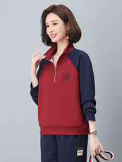 2025年春季时尚休闲拼色刺绣小立领套头上衣外套，女装短外套，依恋蒂丝