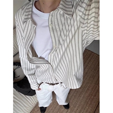 潮流新款简约文艺百搭ins气质慵懒日系条纹衬衣原宿C591，男装衬衫，星座1116A（原606A-3）