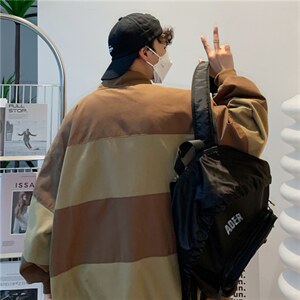 美式潮牌夹克街头棒球服男秋季情侣复古休闲拼色工装外套8540-p55图片