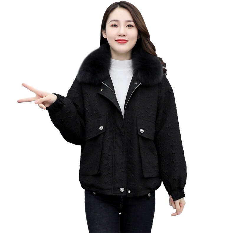 2021年冬季方领可脱掉时尚保暖大毛领加绒加厚派克服棉服棉衣,女装棉衣/棉服,奕薇雅