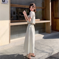 2025年新款韩版时尚气质百搭显瘦背带裙+短袖T恤三件套套装，女装套装/套裙，2C166