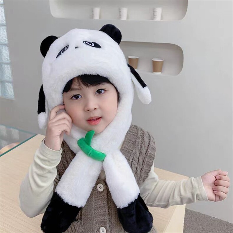 竹叶熊猫帽子叫叫帽抖音帽子毛绒玩具，煜鑫毛绒玩具厂