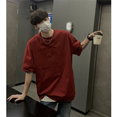 港风钢印多色大码短袖T恤男DT77781P28块特价控55：供抖音视频，男装T恤，星座227-7