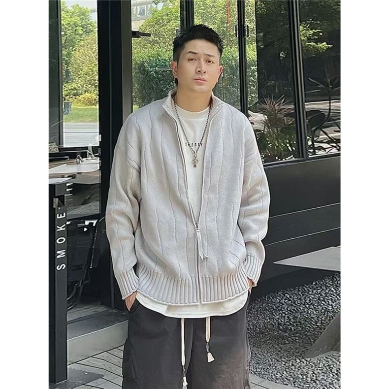 立领针织开衫外套男士春秋冬季2025新款慵懒风外穿宽松休闲毛衣潮，男装针织衫/毛衣，星座506A