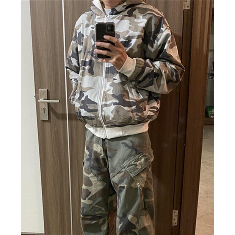 美式迷彩双面穿短款连帽开衫男女秋季宽松卫衣外套潮W507,男装卫衣,星座1116A（原606A-3）
