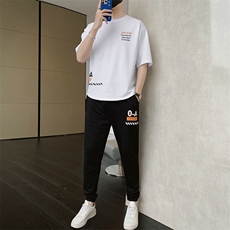 2023夏季新款短袖T恤套装运动休闲宽松潮流两件套男装F301P68，男装休闲套装，电商A086