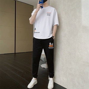 2023夏季新款短袖T恤套装运动休闲宽松潮流两件套男装F301P68图片