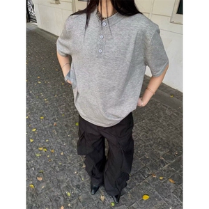小众设计感美式针织短袖男女夏季宽松休闲高级感百搭上衣 MJT05图片