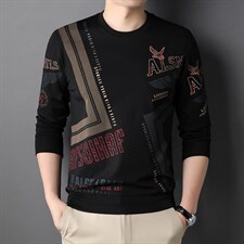加绒卫衣男春秋季加厚圆领长袖中年男士商务休闲保暖打底衫，男装卫衣，电商B212（原钱塘6029）