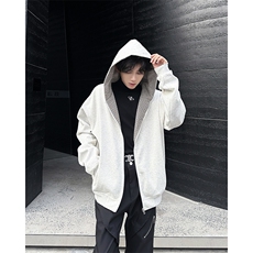 复古千鸟格两面穿连帽卫衣外套潮牌宽松休闲夹克上衣，男装夹克，星座410-7
