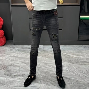 男士时尚高级感欧货潮牌轻奢烫钻印花小脚裤S895 P49图片