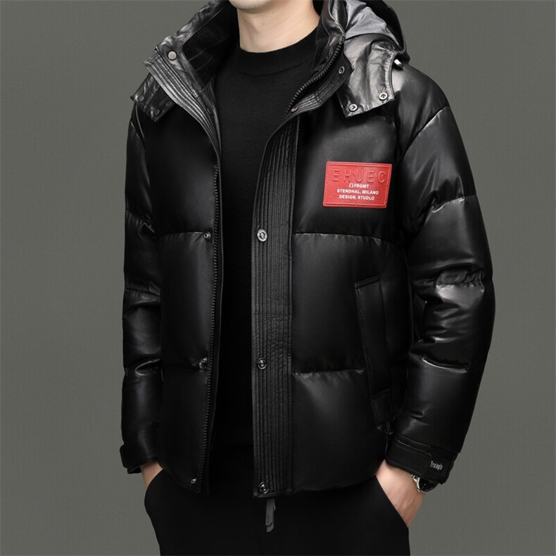 BG2450冬季海宁男士真皮绵羊皮面包服加厚羽绒可脱卸帽休闲皮衣,男装皮衣,电商B360