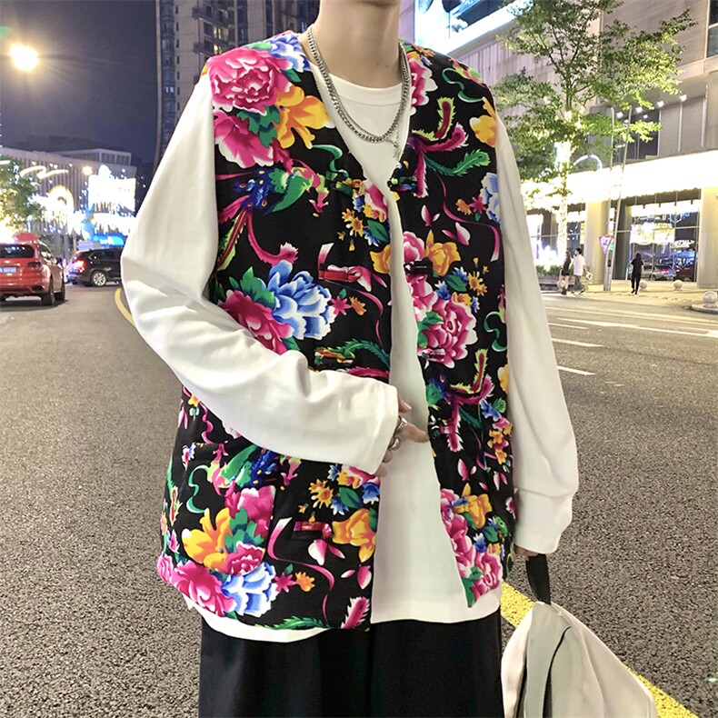 MJ204秋装新款东北大花盘扣马甲大码男女装学生青少年棉衣坎肩潮,男装背心/马甲,星座115A(原星座507）