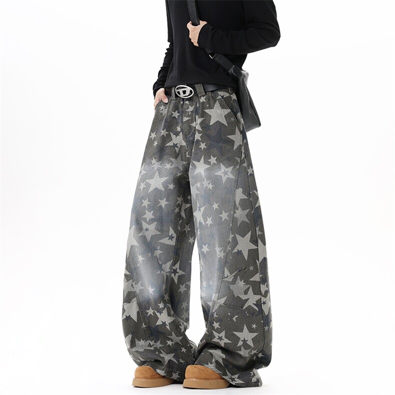【现货】XZ1218(原611-3)BK3141特价P48美式复古星星弯刀牛仔裤,男装牛仔裤,星座1218（原611-3）