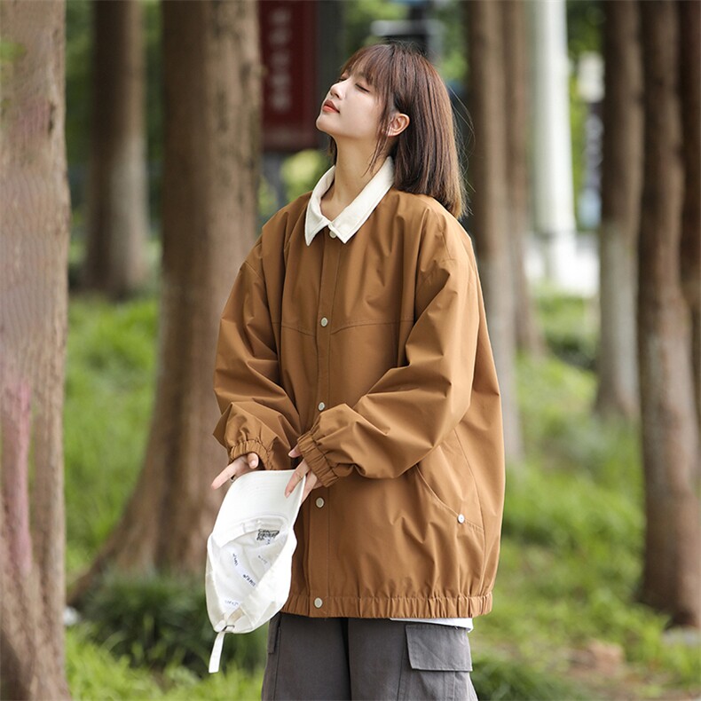 815A-MJ78632-58特秋冬纯色翻领外套夹克潮牌冲锋衣服女模，男装夹克，星座815A