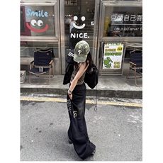 百搭复古高街拖地裤男女百搭休闲宽松垂感弯刀阔腿裤LM466-P55，男装休闲裤，星座1008