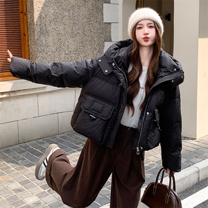 现货可推2025冬装新款气质休闲宽松加厚白鸭绒连帽羽绒服女
