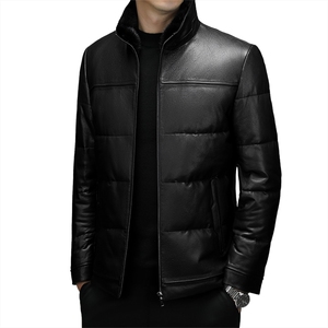 海宁羽绒服男鹅绒服水貂毛领加厚皮衣植鞣绵羊皮外套P1350图片
