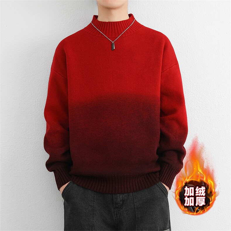 军绿色加绒加厚秋冬季半高领针织衫潮牌毛线衣男JR9678P65,男装针织衫/毛衣,星座914