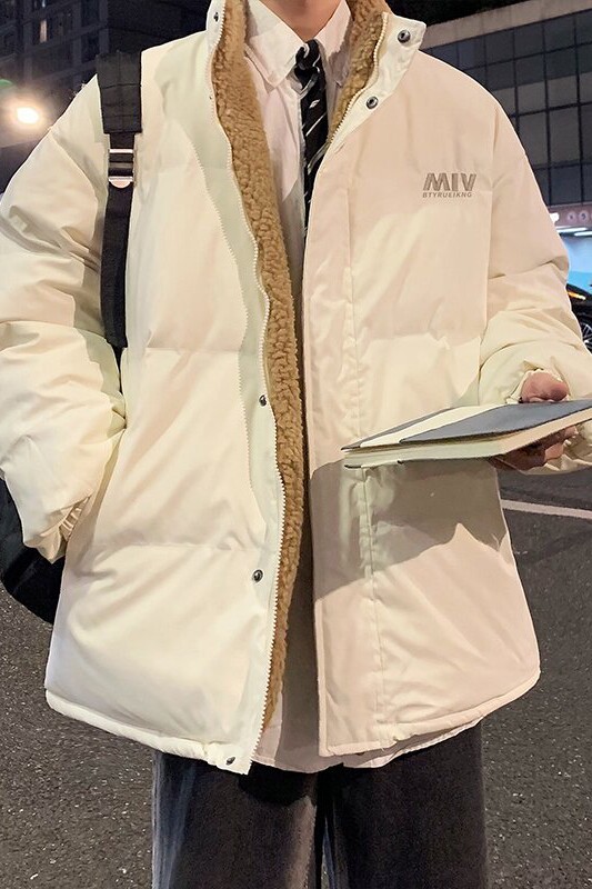 两面穿羊羔绒男秋冬ins袄外套加厚宽松立领服ZW2326-P78,男装棉衣,星座512-4