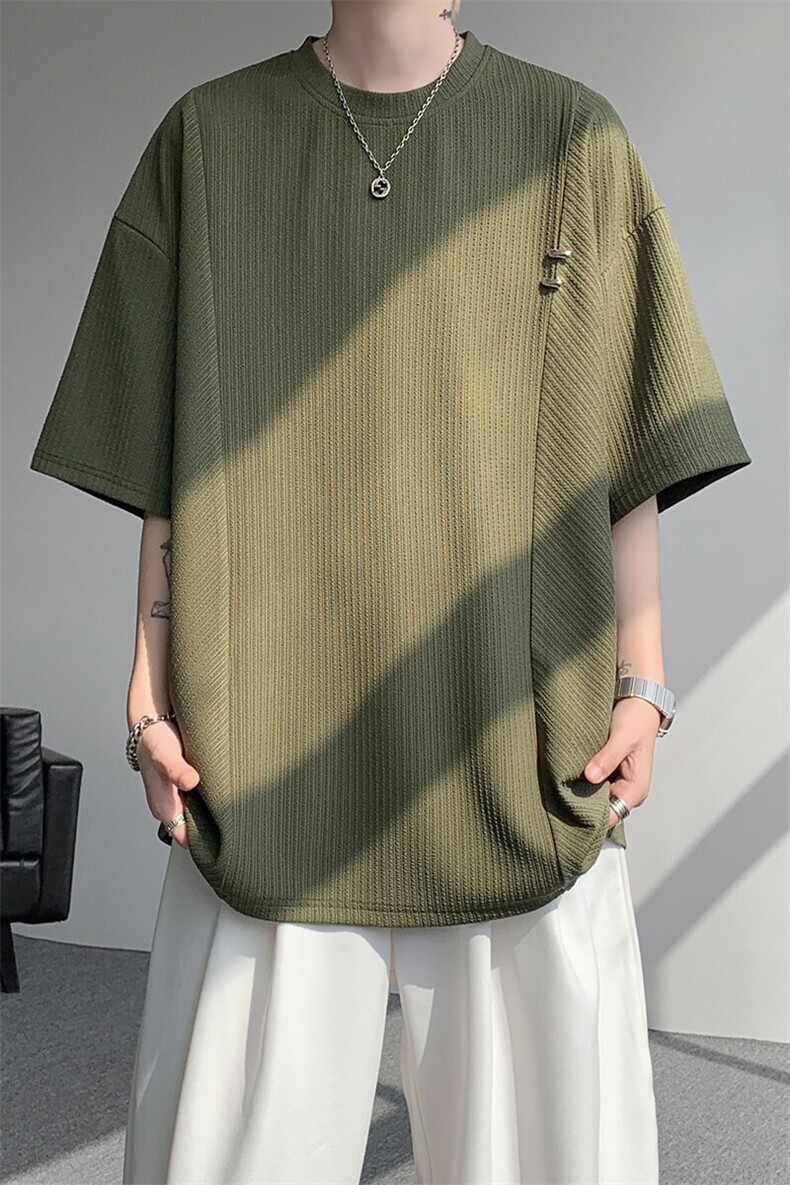 超大码金属标手工设计肌理感短袖T恤8XL-M垂感冰丝半袖DX1220/P38,男装T恤,电商B238