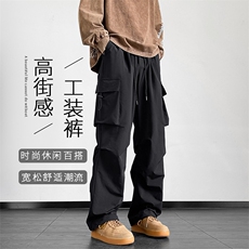 美式重磅工装裤男秋冬款宽松直筒阔腿男款休闲裤子K210-特批35，男装休闲裤，星座718-1