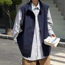 夏季复古宽松休闲马甲新款日系机能风工装马甲外套 W3110-P35图片