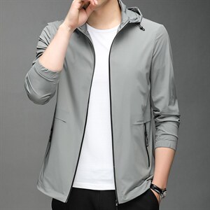 夏季2023新款高端锦氨面料防晒服精品夹克连帽中年时尚潮流男装图片