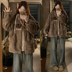 C913-P165加绒加厚毛茸茸兔毛高级感棉服美式复古刺绣羊羔毛外套，男装棉衣，星座911-2(原星座613-2）