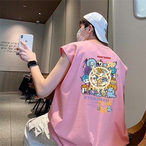 已注册得物直播抖音品质纯棉250克重磅男无袖背心T恤T568P28控39图片