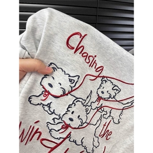 H0676-P35刺绣纯棉夏日透气休闲宽松短袖T恤图片