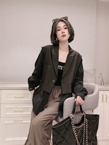 拼色西装外套ＭL图片