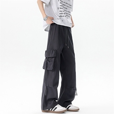 8XL-M工装裤男冰丝垂感降落伞速干休闲阔腿美式运动裤夏K9134P48，男装休闲裤，电商D206-1