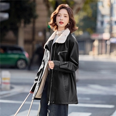 【冬季新款】大量现货时尚休闲中长款加绒加厚保暖派克服加绒皮棉，女装皮衣，魅衣本色