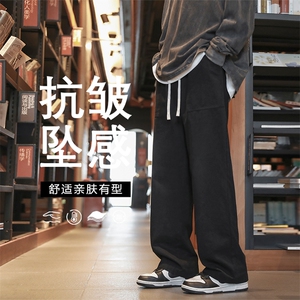 纯棉运动裤秋款美式高街裤子直筒宽松卫裤垂感阔腿裤K670-特批-35图片