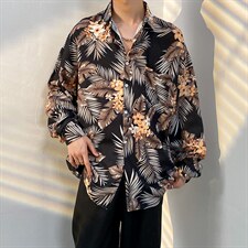 2025秋季枫叶青少年免烫衬衫长袖宽松休闲尖领印花衬衫CS2250-P35，男装衬衫，电商A062