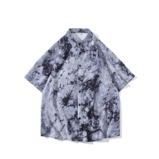 精品花衬衫男短袖夏季痞帅休闲上衣服外套翻领大码衬衣男A012TP25，男装衬衫，电商A012