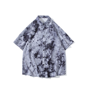 精品花衬衫男短袖夏季痞帅休闲上衣服外套翻领大码衬衣男A012TP25图片