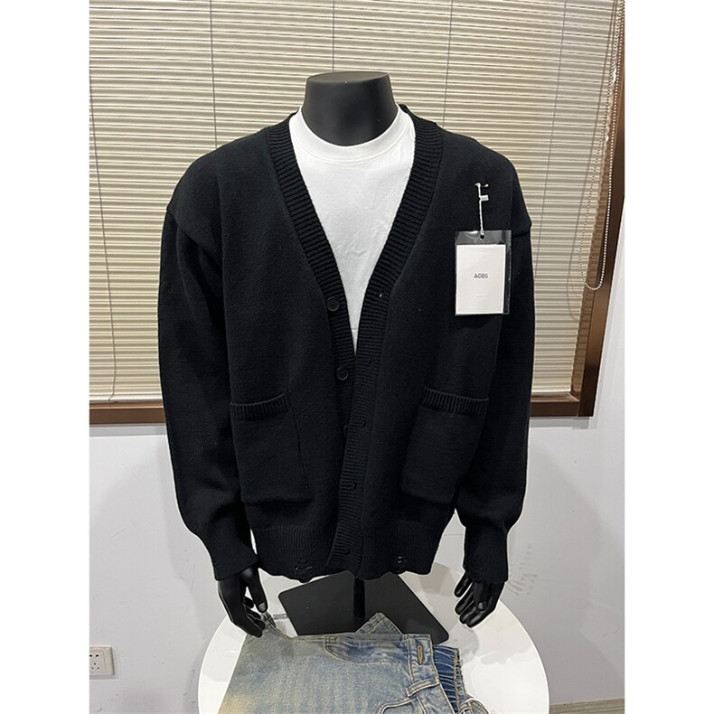 现货复古开衫毛衣男慵懒风破洞针织衫外套A086-MY2632P65,男装针织衫/毛衣,电商基地A086