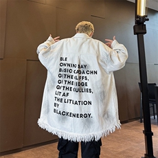 扎染渐变脏脏牛仔外套男秋季毛边潮牌衣服春秋款美式高街工装夹克，男装夹克，星座410-6（原星座1304-1）