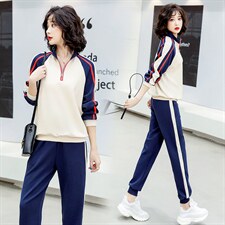 休闲运动套装2021春季时尚气质百搭简约两件套，女装运动套装，一安秀