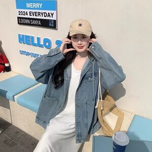 复古牛仔外套女春秋短款2025新款宽松港风百搭小个子毛边夹克上衣图片