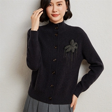 优雅女士加厚半高领羊绒开衫10%羊绒保暖时尚外套，女装羊绒衫，臻维羊绒