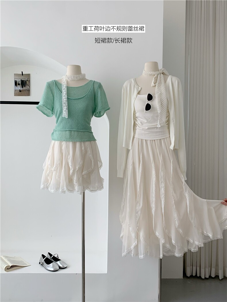 小步舞曲小众高级法式重工剪裁不规则仙女半身裙，女装半身裙，梦白服饰厂
