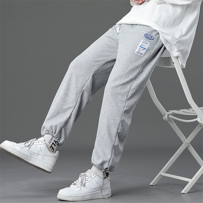 2023华夫格裤子春夏季ins抽绳运动裤时尚裤子JC054，男装休闲裤，星座1905A（原电商B343）