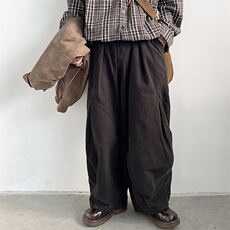 高品质春款男工装裤褶皱阔腿拼接直筒宽松休闲裤h104P55，男装休闲裤，星座1013-1