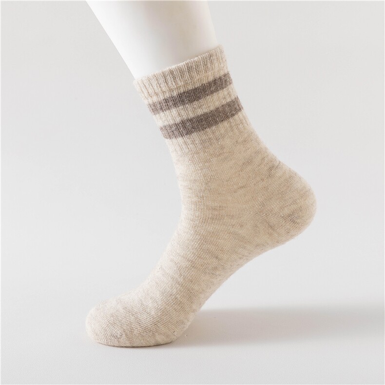 2025年秋季新款百搭横条加厚保暖长筒袜，袜子，锦驼羊绒