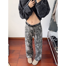B221美式ins高街暗黑宽松小众直筒花牛仔裤LK24410-特P45控78，男装牛仔裤，电商B221