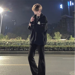 美式街头水洗做旧时尚牛仔裤男春秋直筒宽松欧美高街vibe风长裤子图片