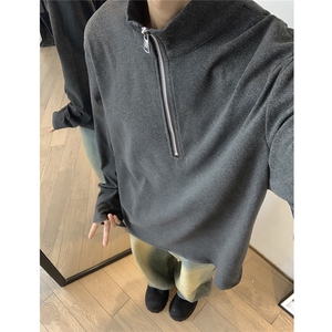 冬季德绒打底衫半高领拉链秋季情侣内搭长袖T恤卫衣男女S357-P38图片